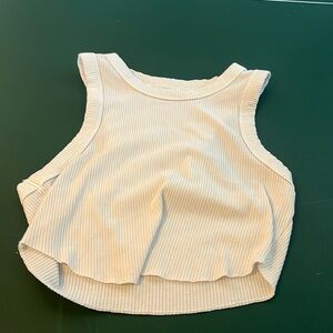 Girls ribbed medium white tank top